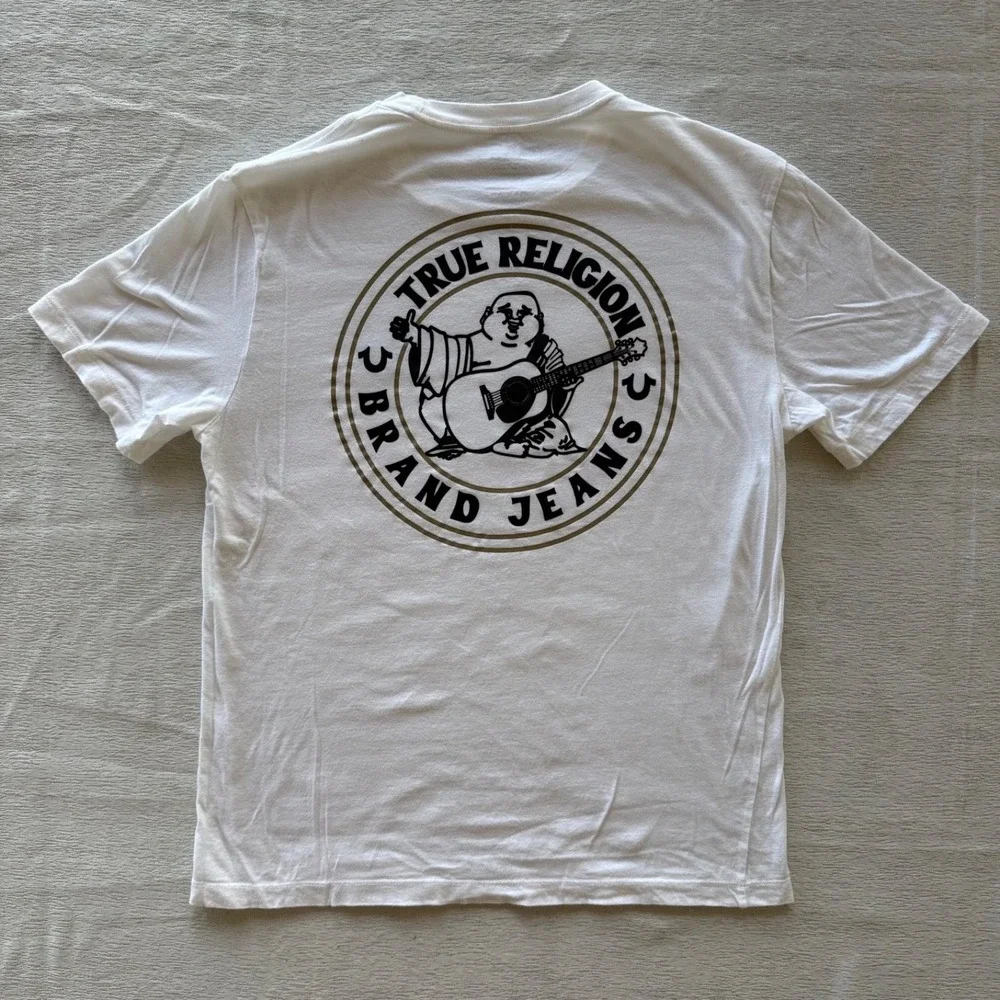 True‎ Religion Mens Size Large Graphic Tshirt White Logo Back Print